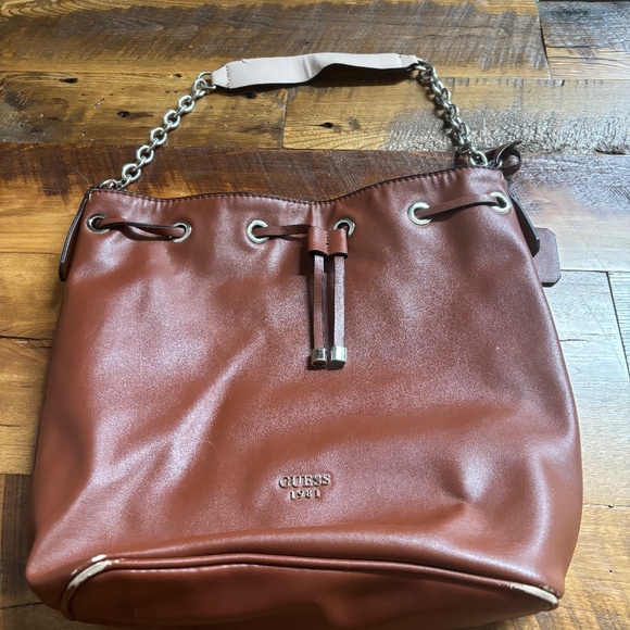 Guess Drawstring Bucket Bag Brown - Picture 13 of 14